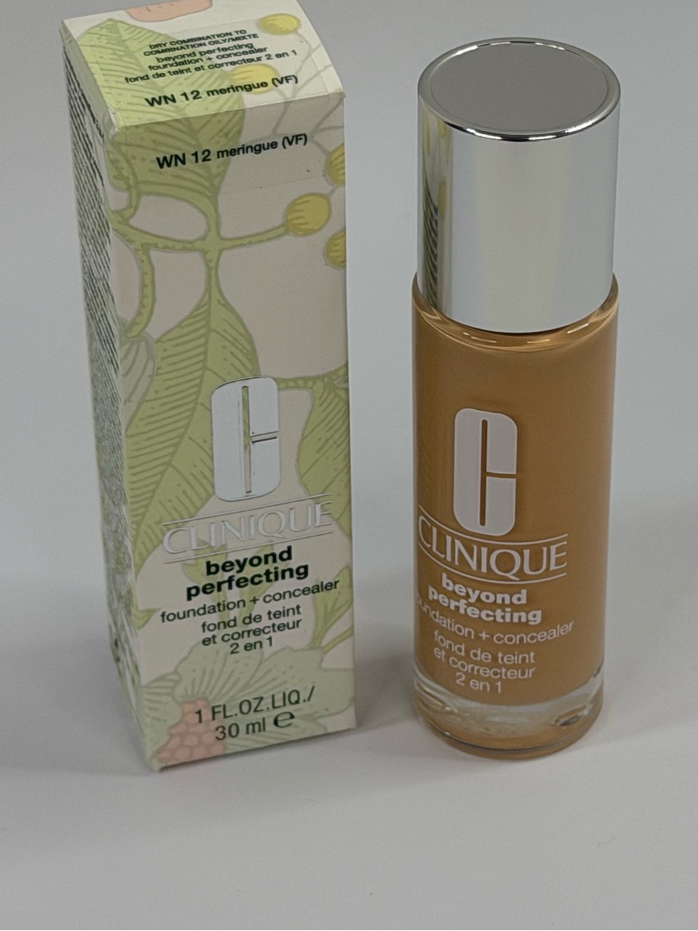 WN 12 Meringue Clinique Beyond Perfecting Foundation + Concealer 1 oz NIB